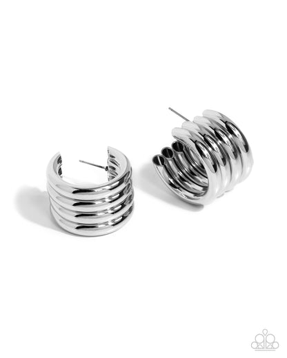 Continuous Construction Silver Hoop Earrings Paparazzi