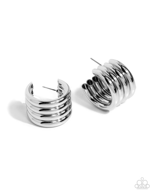 Continuous Construction Silver Hoop Earrings Paparazzi