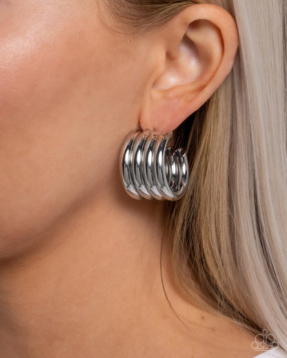 Continuous Construction Silver Hoop Earrings Paparazzi