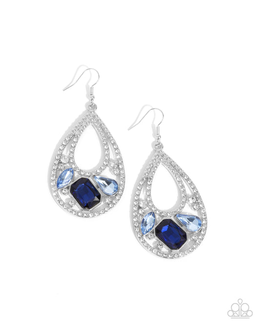 Teardrop Trifecta Blue Earrings Paparazzi