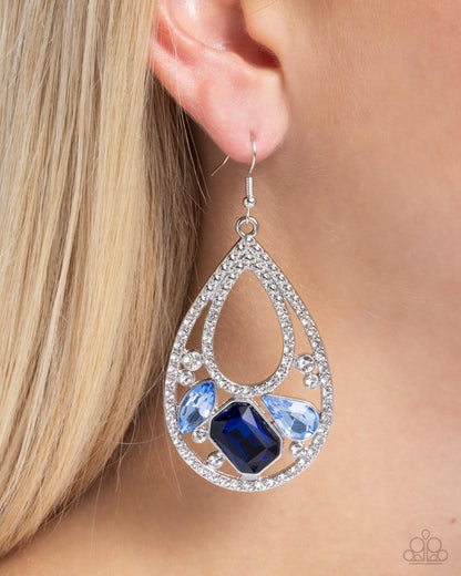 Teardrop Trifecta Blue Earrings