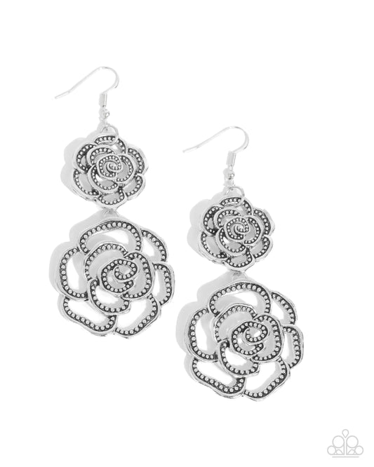 Reminiscent Rosette Silver Earrings Paparazzi