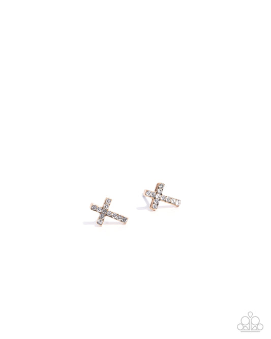 Sacred Shimmer Gold Post Earrings Paparazzi