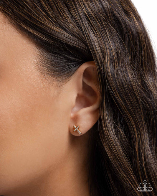 Sacred Shimmer Gold Post Earrings Paparazzi