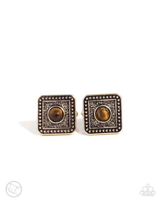 Stony Sophistication Brown Cufflinks