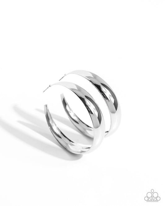 Gravity Generosity Silver Hoop Earrings Paparazzi