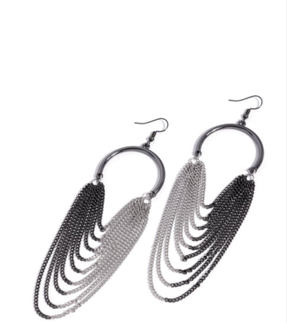 Focused Fringe Black Earrings