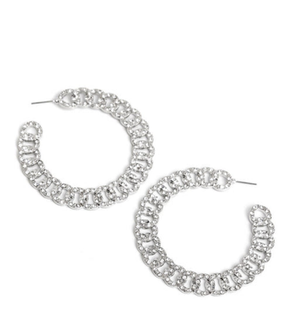 Interlocked Icing White Hoop Earrings