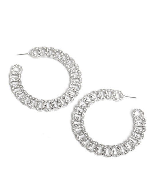 Interlocked Icing White Hoop Earrings