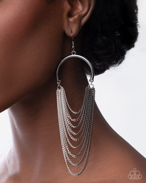 Focused Fringe Black Earrings