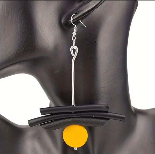 Boho Tribal Yellow Rubber Earrings