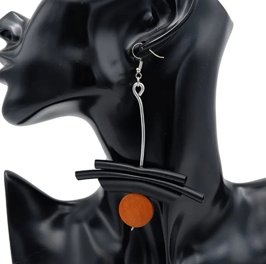 Boho Tribal Brown Rubber Earrings