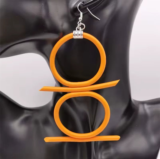 Bohemian Long Orange Drop Earrings