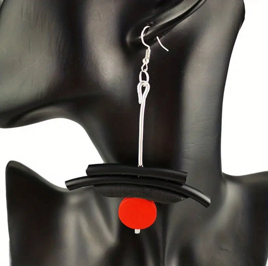 Boho Tribal Red Rubber Earrings