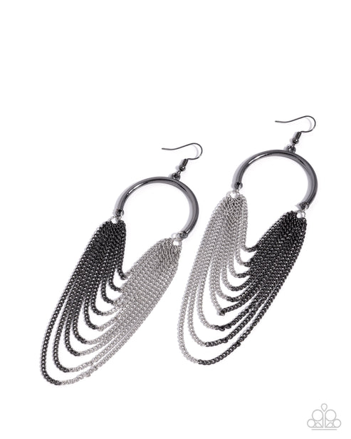 Focused Fringe Black Earrings