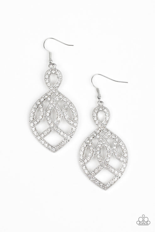 A Grand Statement White Earrings