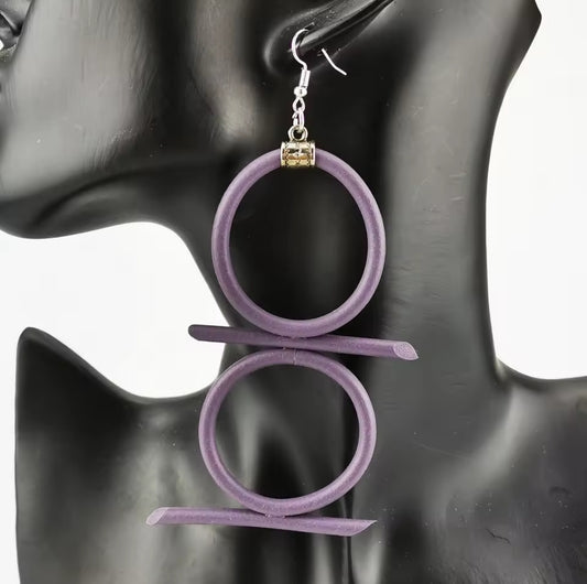 Bohemian Long Purple Drop Earrings