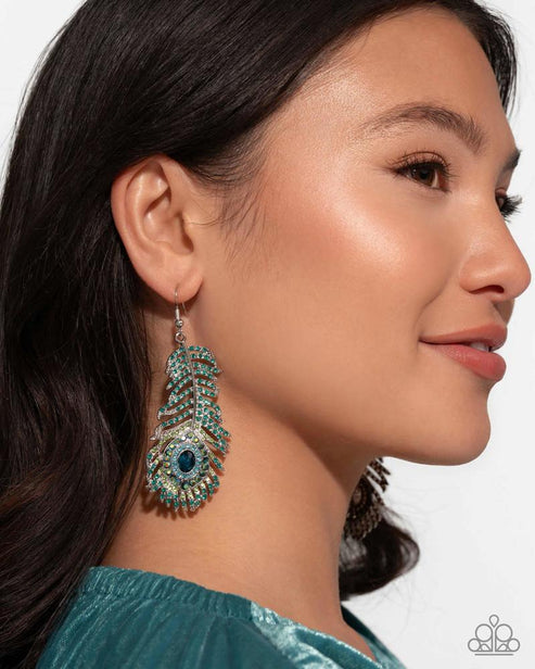 Prized Peacock Green Earrings