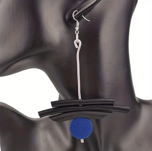 Boho Tribal Blue Rubber Earrings