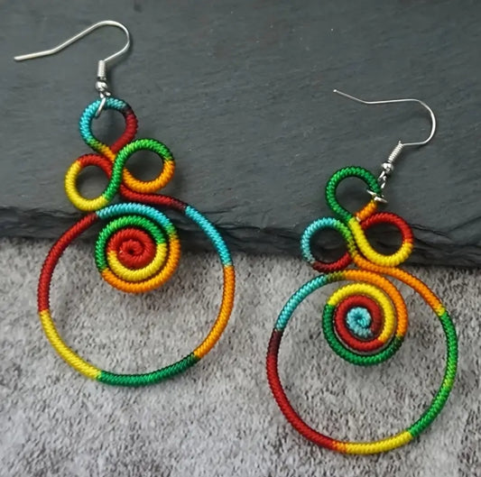 Colorful Multi Spiral Knot Earrings
