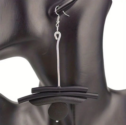 Boho Tribal Black Rubber  Earrings