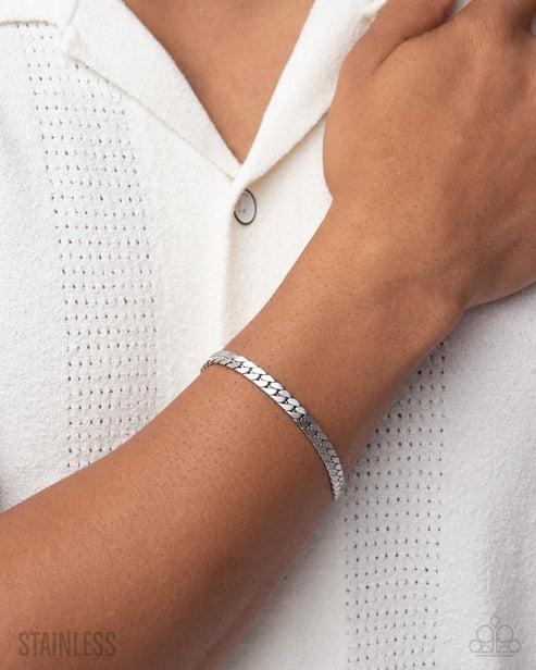 Weekend Wait Silver Mens Bracelet