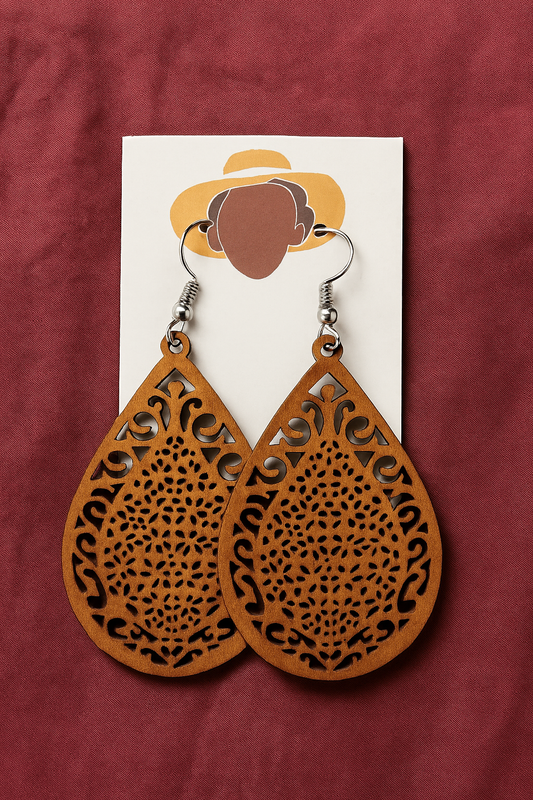 Boho Wooden Teardrop Earrings