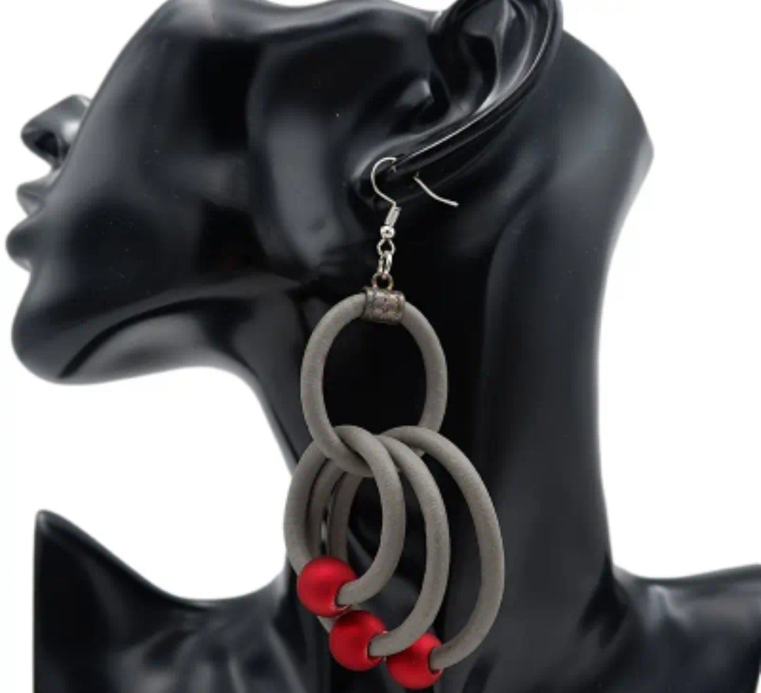 Boho Style Grey Drop Earrings