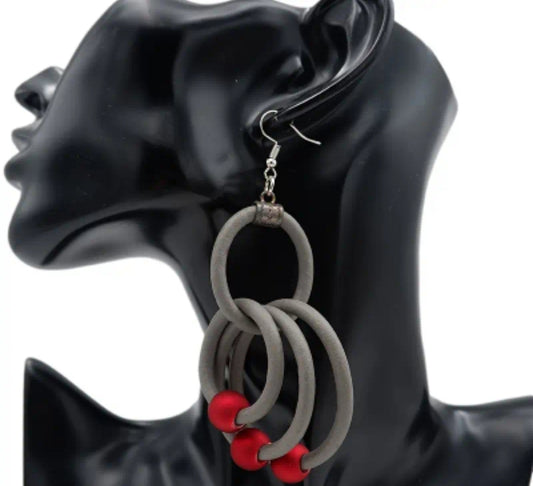 Boho Style Grey Drop Earrings