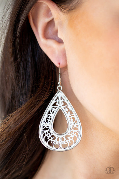 Drop Anchor White Earrings