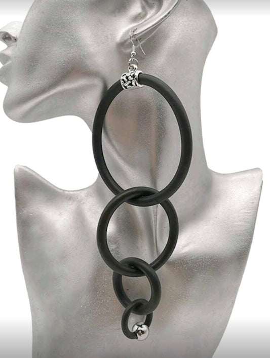 Bohemian Geometric Black Earrings