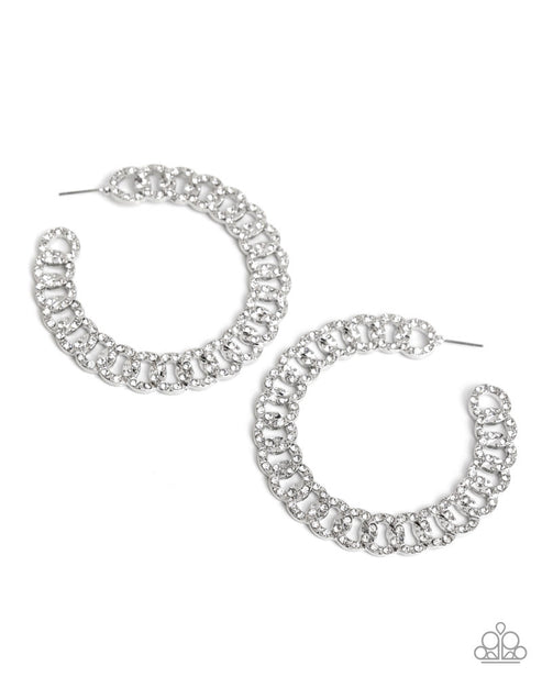 Interlocked Icing White Hoop Earrings