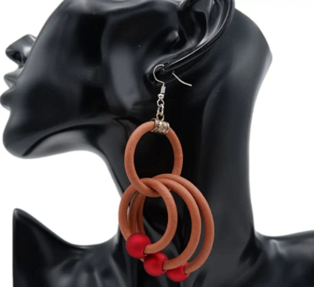 Boho Style Brown Drop Earrings