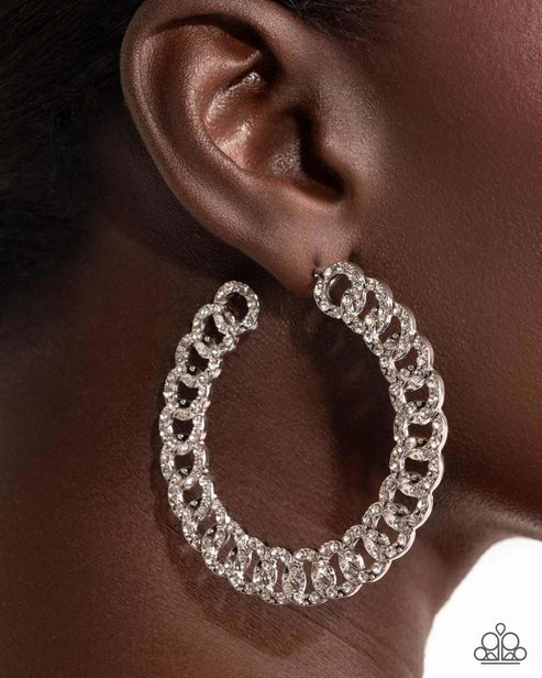 Interlocked Icing White Hoop Earrings