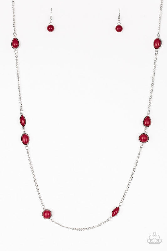Pacific Piers Red Necklace Paparazzi