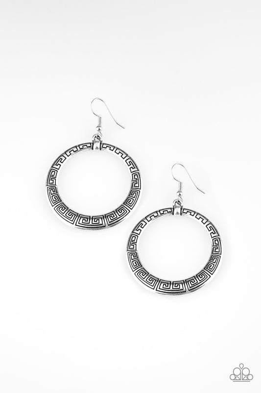 Mayan Mantra Silver Earrings Paparazzi
