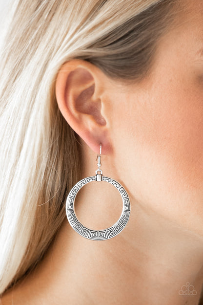 Mayan Mantra Silver Earrings Paparazzi