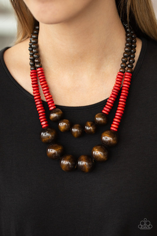 Cancun Cast Away Red Necklace - Daria's Blings N Things