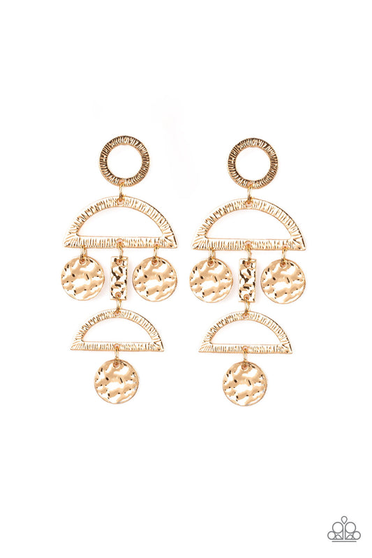 Incan Eclipse Gold Earrings Paparazzi