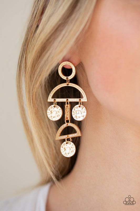 Incan Eclipse Gold Earrings Paparazzi