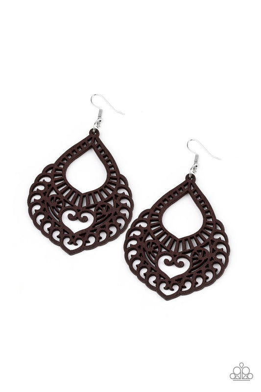 If You WOOD Be So Kind Brown Earrings Paparazzi