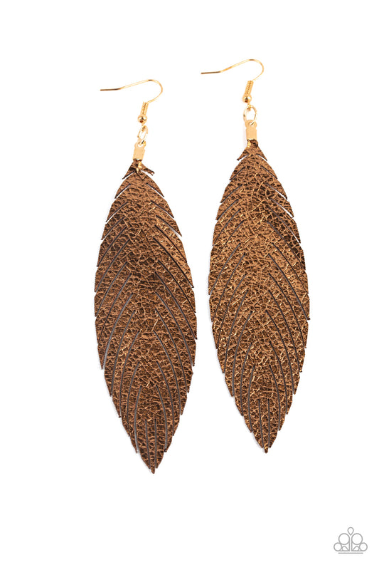 Feather Fantasy Gold Earrings - Daria's Blings N Things