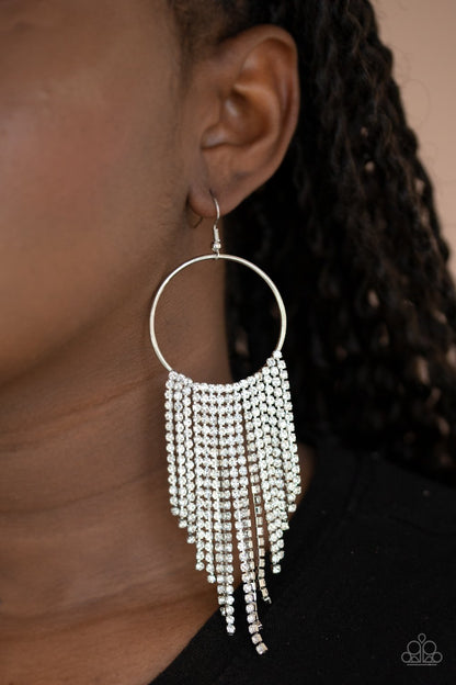 Streamlined Shimmer White Earrings