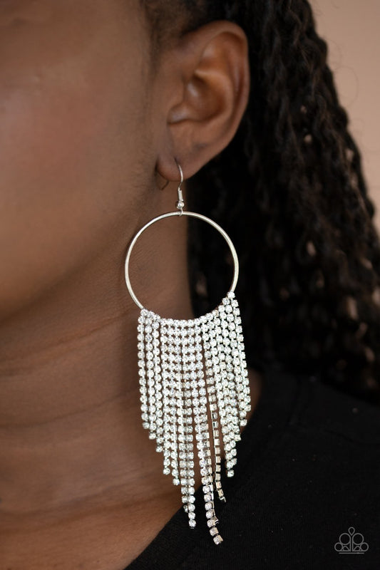 Streamlined Shimmer White Earrings