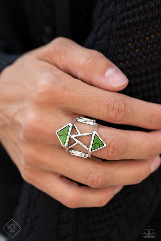 Making Me Edgy Green Ring Paparazzi