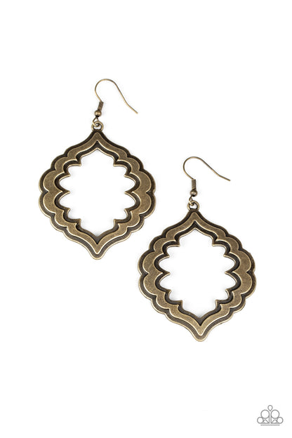 Taj Mahal Majesty Brass Earrings Paparazzi