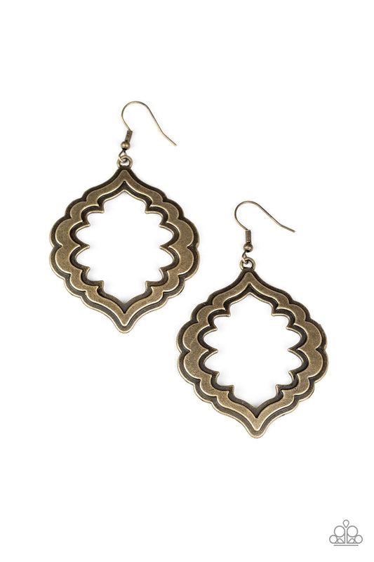Taj Mahal Majesty Brass Earrings Paparazzi