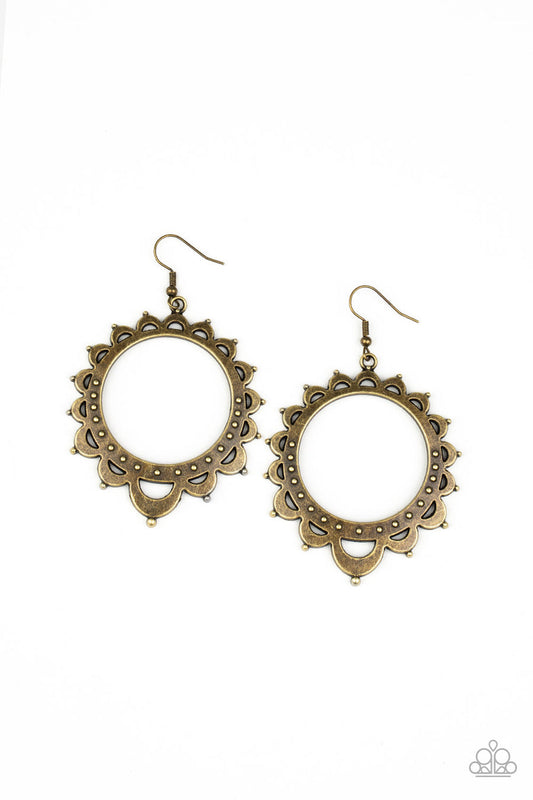 Casually Capricious Brass Earrings Paparazzi