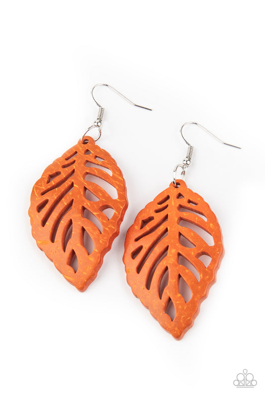 LEAF Em Hanging Orange Earrings - Daria's Blings N Things