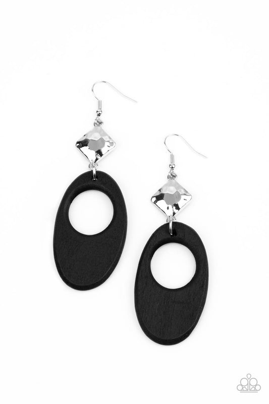 Retro Reveal Black Earrings Paparazzi